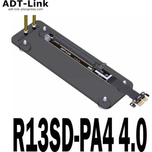 PCIe 4.0 x1 to x16 Extension Cable 90Degree Right Angle 16G/bps PCI Express 1x Riser Card Ribbon Extender with Holder