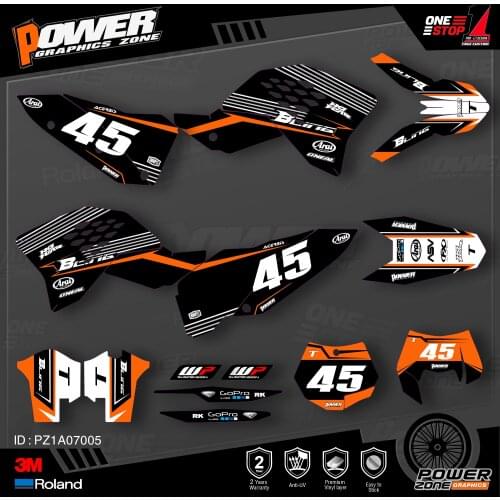PowerZone Custom Team Graphics Backgrounds Decals 3M Stickers Kit For KTM SX SXF MX 07-10 EXC XCW Enduro 08-11 125 to 500cc 05