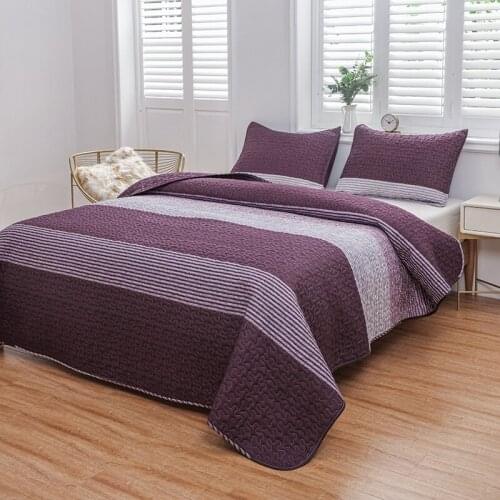 LUCKYBULL European classic striped bedspread on the bed three-piece breathable microfiber All Seasons
