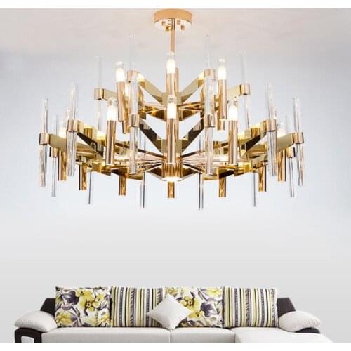 Postmodern Hong Kong-style light luxury living room crystal chandelier creative personality restaurant hotel villa duplex