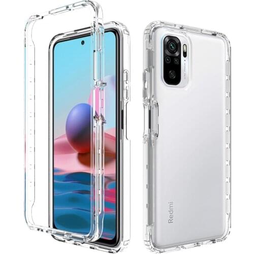 2 in 1 Rugged Armor Shockproof Case For Xiaomi Redmi Note 10 4G 10S Soft TPU Hard PC Transparent Acrylic Back Cover Fundas