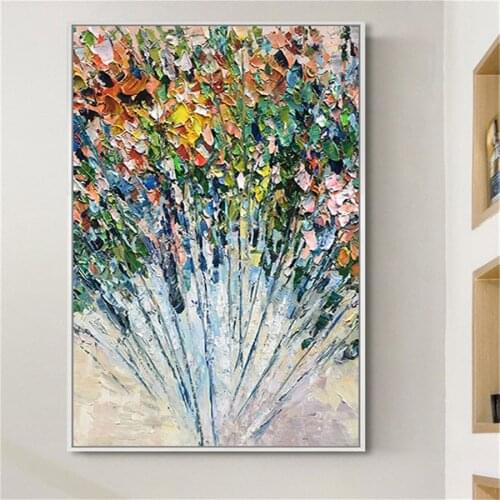 Hand-Painted Modern Abstract Picture Morandi Style Oil Painting On Canvas Hand Made Mural Wall Art Top Quality Home flower
