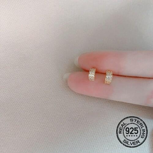 Stud Earrings Geometric C Shape For Women S925 Silver Needle Mini Simple Punk Design Hip Hop Fashion Lady Wedding Jewelry INEFFA