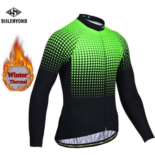 Siilenyond Mens Keep Warm Long Sleeve Winter Cycling Jersey Thermal Fleece MTB Bike Cycling Clothe Racing Bicycle Clothes