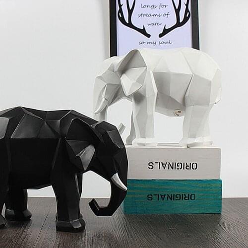 MODERN RESIN GEOMETRIC SHAPE DECORATION ORNAMENTS MODEL ROOM LUCKY FENG SHUI ELEPHANT FIGURINES CRAFTS OFFICE DESKTOP FURNISHING