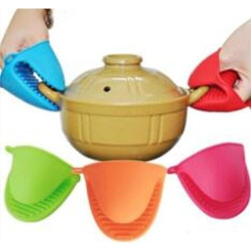Microwave Oven Heat Insulation Gloves Thick Food Grade Silicone Clip Gloves Anti-slip Grips Bowl Pot Clips Kitchen Gadgets