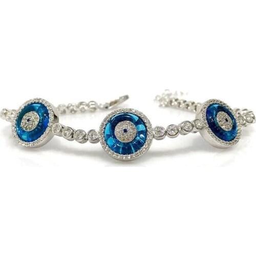 Tevuli 925 Sterling Silver Gists Triple Watercourse Evil Eye Bracelet