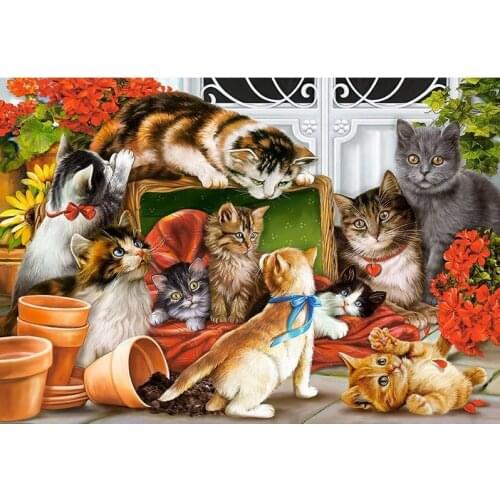 Embroidery Counted Cross Stitch Kits Needlework - Crafts 14/16/18/27/28 DMC DIY Arts Handmade Decor - CAT family 2