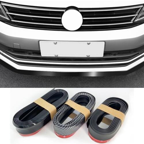 2.5M Car Front Bumper Lip Protector Rubber Car Bumper Protectors Car Body Side Skirt Body Spoiler Glossy Exterior Mouldings