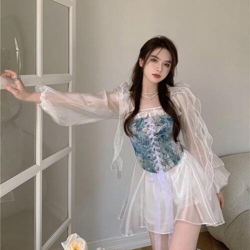 Women Retro Style Sling Vest Top Boned Overbust Body Shaper Bustier Cover The Fat With Tulle Straps Full Bust Square