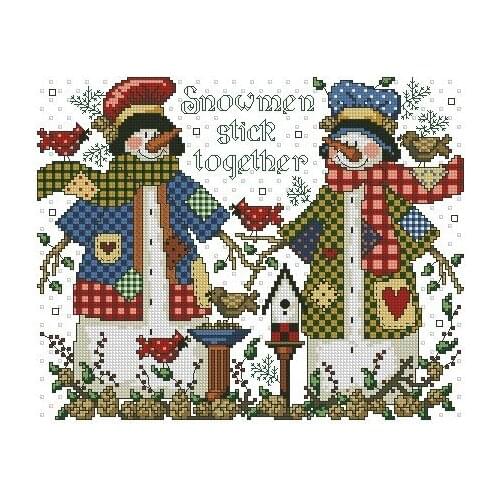 Gold Collection Counted Cross Stitch Kit Snowmen Stick Together Snowman ccs