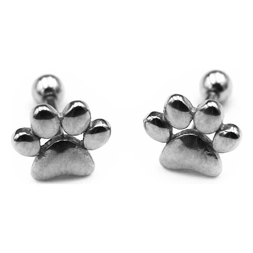 1Pc 1.2x6mm Steel Cute Feet Tragus Helix Bar 3mm Ball Labret Lip Bar Rings Stud Cartilage Ear Piercings Body Jewelry For Women