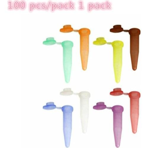 100pcs mixed color Plastic Centrifugal Test Tube Sample 1.5ml Vial With Snap Cap For Samples Use For Lab Equipment School Supply