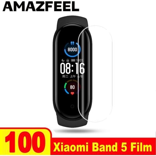 100Pcs/Pack For Xiaomi Mi Band 5 Protective Film Miband 5 Screen Protector Film For Xiaomi MiBand 5 Smart Wristband Accessories
