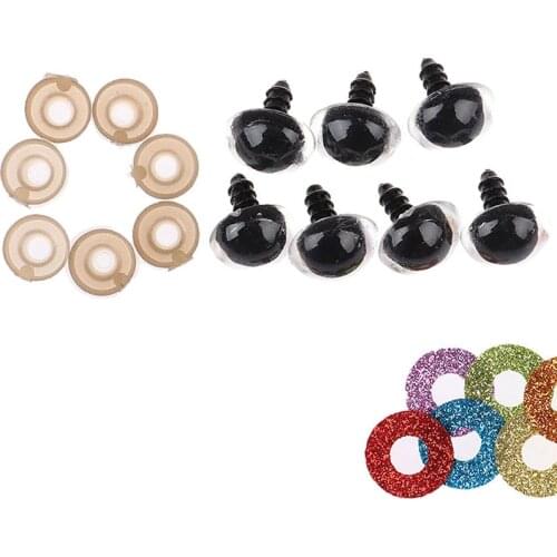 18/20/24MM 3D Plush Toy Eyes Glitter Safety Eyes Nonwovens Washer Clear Doll Eyes 10PCS
