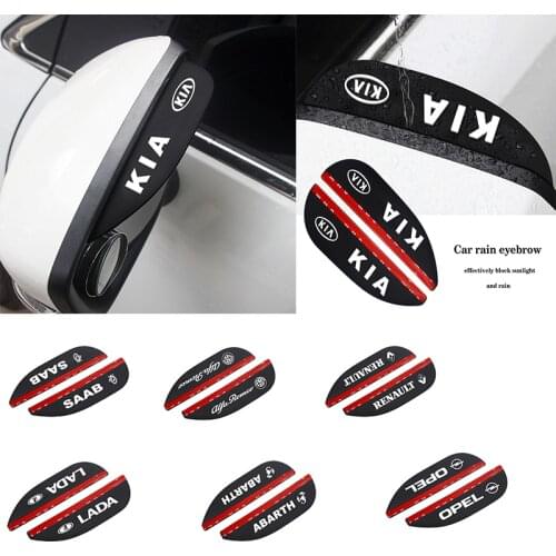 2pcs Car Rain Eyebrow Side Rear View Mirror soft rubber Visor Exterior Accessories For Mazda Axela Ford Fiesta EcoSport Suzuki