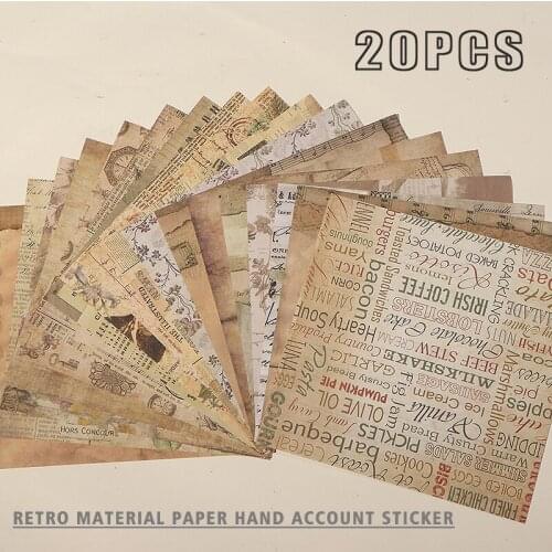 20pcs Vintage Paper DIY Scrapbooking Sheet Gifts Packing Card Journal Decor Project DIY Craft Retro Writing Paper Cards