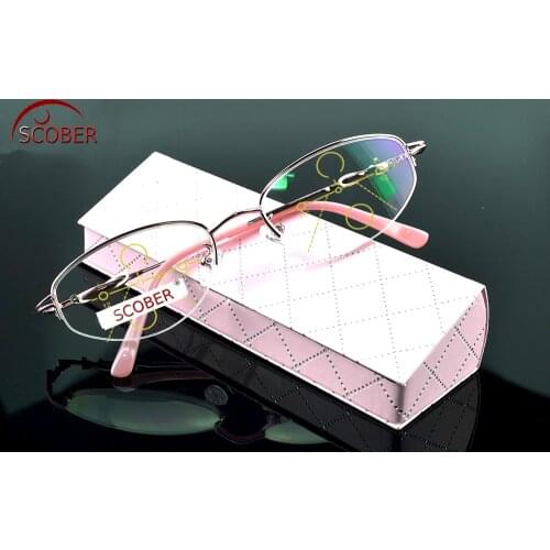 2019 = Scober Progressive Multifocal Reading Glasses Design Half-rim Fashion Office Lady See Near And Far Top 0 Add +1 To +4