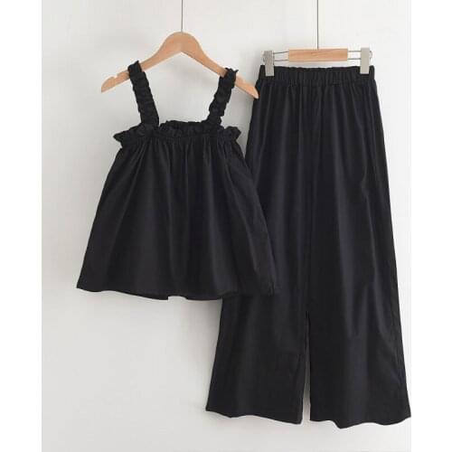 Family Matching Outffits 2021 New Summer Kids Girl Vest And Pants Clothes Korean Style Mother And Daughter Solid Clothing Sets