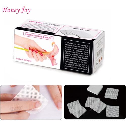 360pcs/ Box Lint Free Nail Wipes Pads Soft Absorbent Polish Gel Acrylic Tips Cotton Remover Cleaner Manicure Sanitary Towel