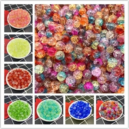 50pcs 8mm Double Colored Cracked Beads Spacer Beads For DIY Make Jewelry Making Handmade