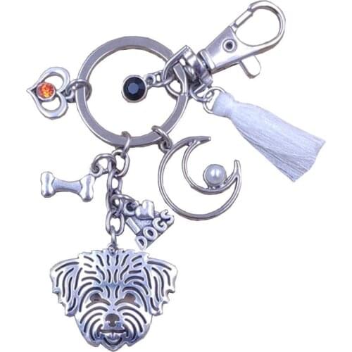 Lhasa Apso Dog Animal Classic Cute Keychain Key Ring Pet Tassels Vintage Silver Color Women Men Female Girl Boy Jewelry K157