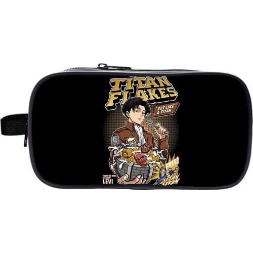 Anime Attack On Titan Pencil Case Boy Girl School Supplies Cartoon Print Student Creative Double-layer Pencil Case