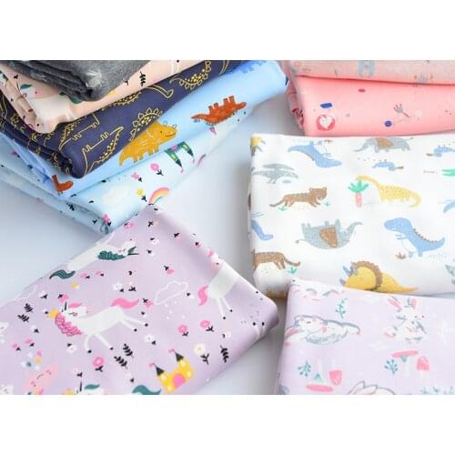 Pure rabbit Cotton Fabric Childrens Jersey Knit Fabric 100% Princess Kids Dress Sewing Cute cartoon Printed 50x170cm