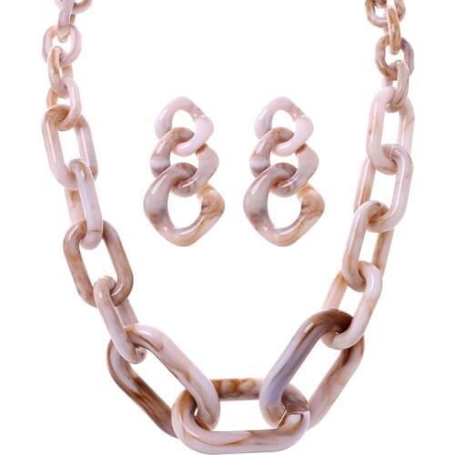 FishSheep Acrylic Chunky Chain Long Necklace For Women Vintage Resin Choker Necklaces Pendants Fashion Women Jewelry Bijoux Gift