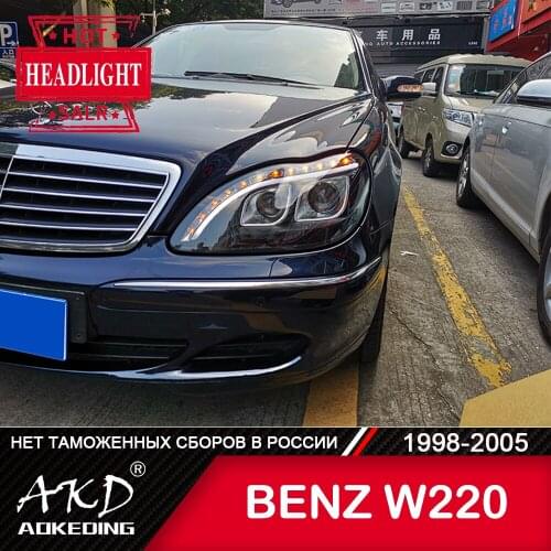 For Car BENZ W220 Head Lamp 1999-2005 Car Accessory Fog Lights Day Running Light DRL H7 LED Bi Xenon Bulb S320 S350 Headlights