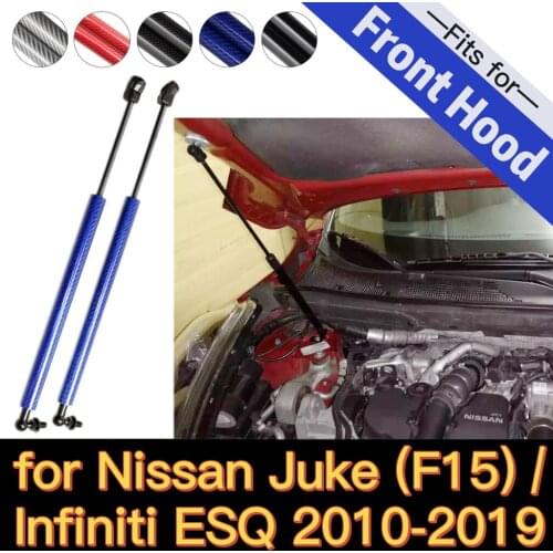 For 2010-2019 Nissan JUKE F15 / Infiniti ESQ SUV Front Hood Bonnet Gas Struts Lift Support Springs Shock Damper Rod Carbon Fiber