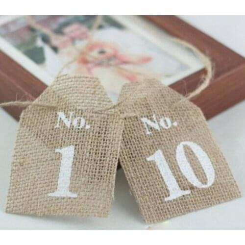 20 pcs Linen Elevator Digital Serial Number Handmade Wedding Party Decoration Clothing Tag Flag Coarse Linen Card