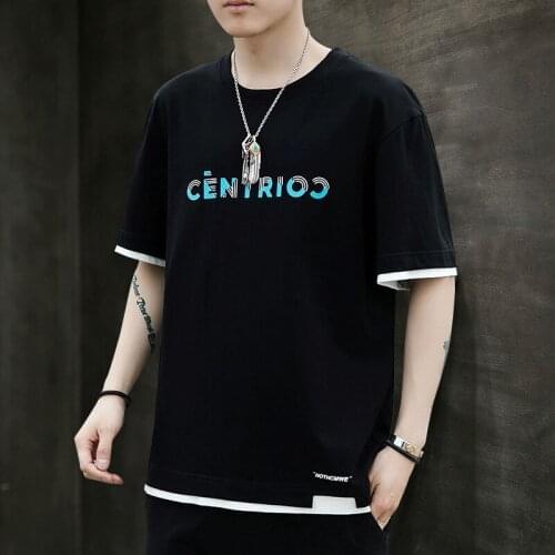 Short-sleeved t-shirt mens tide brand Korean version ins Hong Kong style Japanese trend summer cotton boys half-sleeved
