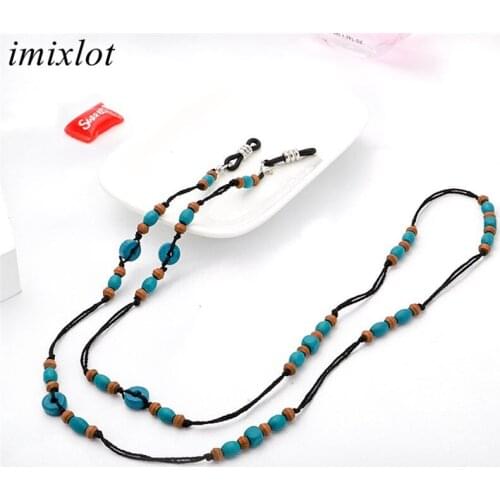 Imixlot Retro Fashion Eyeglass Chain Wood Beaded Chains Anti-slip Eyewear Cord Holder Neck Strap Handmade Reading Glasses Rope