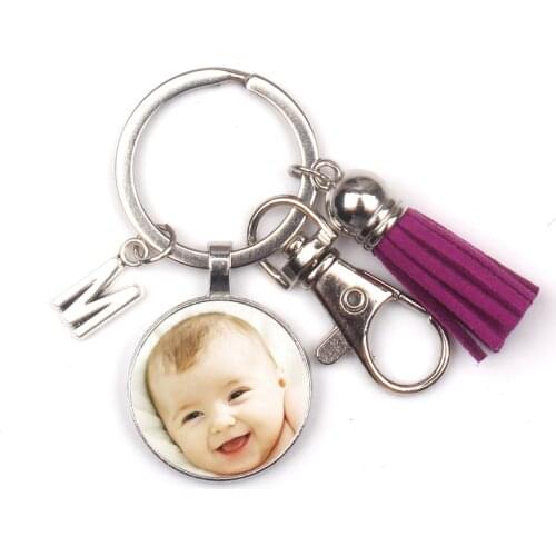 Personalizeds Your Baby Child Mom Dad Grandparent Loved One Gift Photo Key Chain Round Custom Photo Tassel Family Member Gift