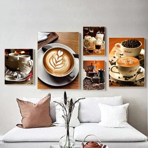 Retro Coffee Cups Canvas Painting Nordic Cafe Posters and Prints Wall Art Picture for Cafe Home Decor Restaurant Kitchen Cuadros