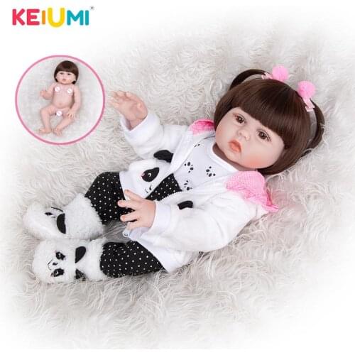 Wholesale 49 CM KEIUMI Reborn Boneca Baby Dolls Dressed Up Full Silicone Bebe Toddler Bath Dolls Toy Kids Bedtime Playmate Gift