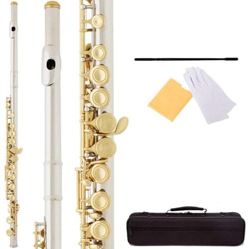 Marka enstrüman jüpiter JFL-507 C ton 16 delik kapalı flute Cupronickel gümüş kaplama aletleri E tuşu ile durumda