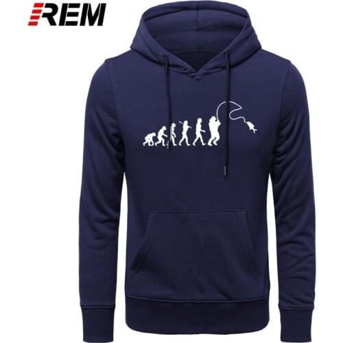 REM Evolution Fishinger Shirt Men Fish Joke Fisherman Carp 31 Colors Cotton long Sleeve Funny Gift Hoodies, Sweatshirts