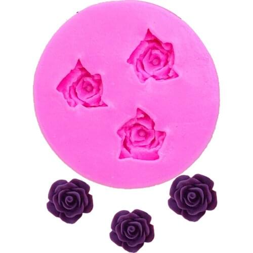 3 rose flowers baking soft candy silicone mold can easily make syrup, a decorative tool for chocolate wedding cake