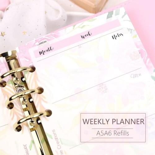 MyPretties Floral Weekly Planner Refill Papers 40 Sheets A5 A6 Filler Papers for 6 Hole Binder Organizer Notebook Papers