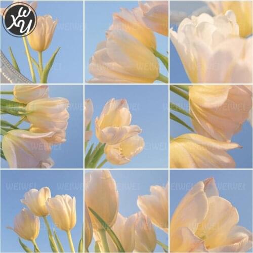 Diy Tulip Diamond Art Kits for Adults Spring Flower Full Diamond Embroidery Cross Stitch Kits Diamond Mosaic for Home Decoration