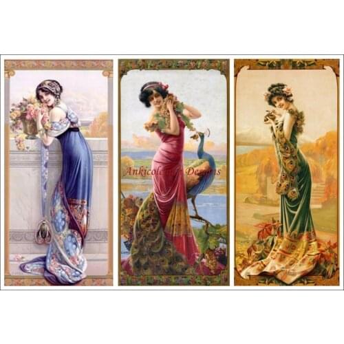 Needlework for embroidery DIY French DMC High Quality - Counted Cross Stitch Kits 14 ct Oil painting - Three Silk Panels 2