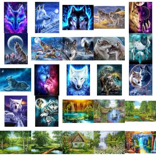 Blue wolves cross stitch kit people 18ct 14ct 11ct count print canvas stitches embroidery DIY handmade needlework