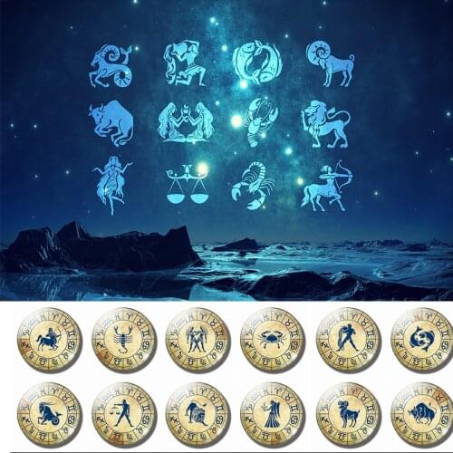 Constellation Refrigerator Stickers 12 Constellations Zodiac Refrigerator Stickers Glass Convex Round Message Board Stickers Hom