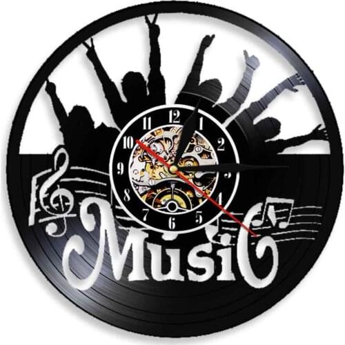 Pt Up Your Hand Vinyl Record Clock Music Time Wall Clock Modern Party Club Wall Art Music Room Decor Gift For Rock Musician