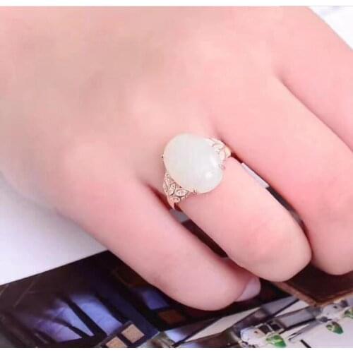 Natual Jade ring Free shipping Natural real Jape 925 sterling silver 12*16 Fine jewelry