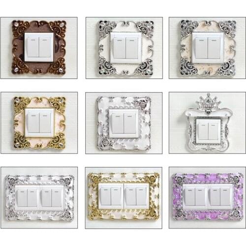 New Arrival 1pcs Portable Socket Decals Switch European Style Luxury Square Shaped Lace Light Switch Cover Pastel Home Decor