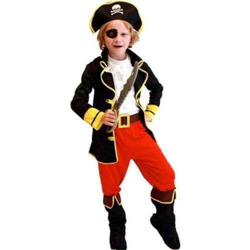 New Halloween Costumes Kids Boys Pirate Costume Cosplay set for Children Christmas New Year Purim For Kids Children(no weapons)