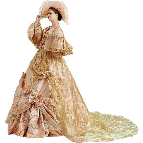 Victorian gown Personalized Long Sleeve Flame Party Rococ Dress Medieval Champagne Marie Antoinette Ball gown